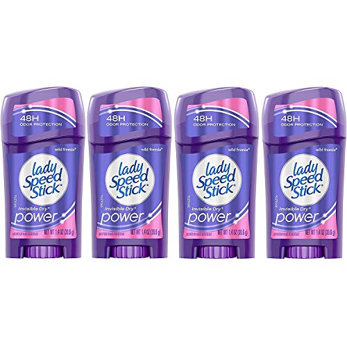 Lady Speed Stick Invisible Dry Antiperspirant & Deodorant, Wild Freesia, 1.4 Ounce (Pack of 4)