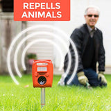 All New 2024 Deer Repellent Outdoor Ultrasonic - Solar Powered and Motion Sensor Activated with Strobe Flashing Light - Outdoor Wild Animal Cat, Rat, Skunk, Dog Repeller Deterrent System for Garden