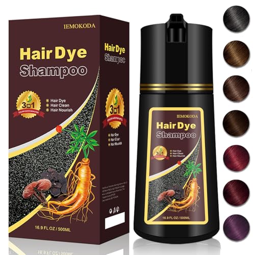 Deep Burgundy Hair Dye Shampoo Red, Instant Dye Shampoo for Gray Hair for Women Men, Best Hair Coloring Shampoo for Painting Hair, 3-in-1 Color Shampoo Hair Dye in Minutes, Champu Para Pintar el Pelo