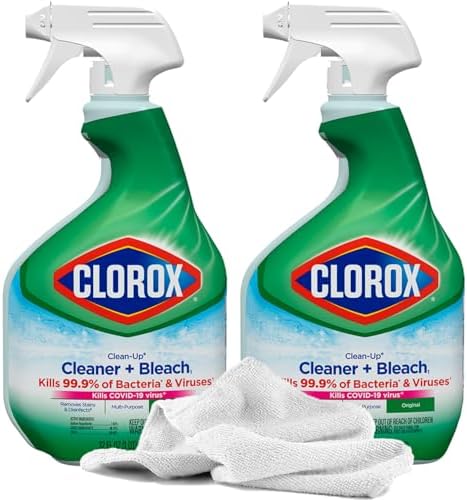 2 CleanUp Cleaners with Bleach, 32oz | All Purpose Bleach Spray Cleaner Towel | Multi Purpose Cleaning for Kitchen, Bath, Counters, Tile (64oz Total)