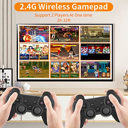 Wireless Retro Game Console, 64G Game Console Built in 40,000 Games, 40+ Emulators, Dual Wireless Controllers, Plug & Play Video Game Consoles, 4K HDMI Nostalgia Stick Game for TV