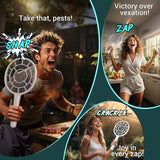 YsChois®, Electric Fly Swatter 2 Packs- Bug Zapper Racket with Powerful Grid - Easy to Use, Lightweight - Indoor & Outdoor Use - Empirical Use Tips (included) - AA Battery Required(Not included)