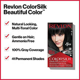 Revlon Permanent Hair Color, Permanent Hair Dye, Colorsilk with 100% Gray Coverage, Ammonia-Free, Keratin and Amino Acids, 11 Soft Black, 4.4 Oz (Pack of 3)