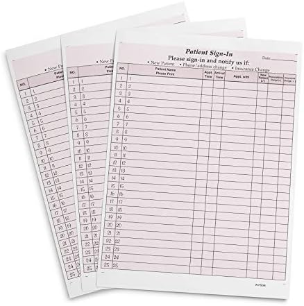 Blue Summit Supplies 125 Patient Sign in Sheets, Carbonless 3 Part Forms with Peel Away Adhesive Labels, HIPAA Compliant for Privacy in Doctor, Medical, Dental Office, Burgundy, 125 Pack