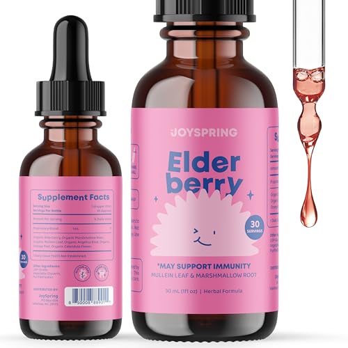 Elderberry Syrup for Kids - Immune Support with Vitamin C, Zinc & Echinacea - Kids Eldeberry Syrup - Black Elderberry, Toddler Vitamins - Elderberry Liquid Drops - Edlerberry for Toddlers