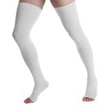 Doc Miller Thigh High Compression Socks Women and Men 20-30mmHg for Varicose Veins, Pregnancy Support Compression Stockings for Women, 1 Pair (White, XX-Large)