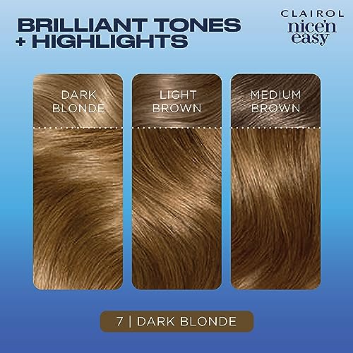 Clairol Nice'n Easy Permanent Hair Dye, 7 Dark Blonde Hair Color, Pack of 3