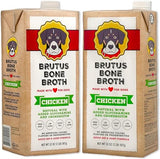 Brutus Chicken Broth for Dogs - All Natural Chicken Bone Broth for Dogs with Chondroitin Glucosamine Turmeric -Human Grade Dog Food Toppers for Picky Eaters & Dry Food -Tasty & Nutritious