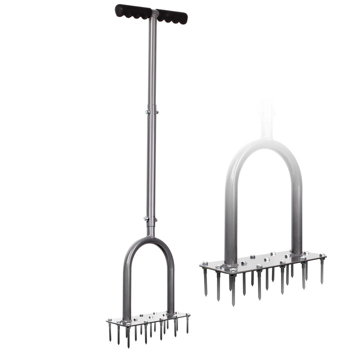 Walensee Lawn Aerator Spike Metal Manual Dethatching Soil Aerating Lawn with 15 Iron Spikes, Pre-Assembled Grass Plug Aerator Tools for Yard, Lawn Aeration, Garden Tool, Revives Lawn Health, Patented
