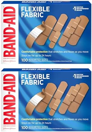 Band-Aid Brand Flexible Fabric Adhesive Bandages for Comfortable Flexible Protection, Twin Pack, 2 x 100 ct