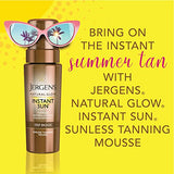 Jergens Natural Glow Instant Self Tanner Mousse, Sunless Deep Bronze Tan, Sunless Self-tanner, for a Natural-looking Tan, 6 Oz, Pack of 2