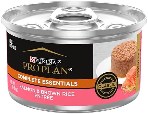 Purina Pro Plan Pate, High Protein Wet Cat Food, COMPLETE ESSENTIALS Salmon & Brown Rice Entree - (Pack of 24) 3 oz. Pull-Top Cans