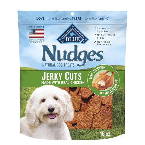 Blue Buffalo Nudges Jerky Bites Dog Treats, Made in the USA with Natural Ingredients, Bite-Sized Pieces, Chicken, 16-oz. Bag