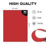 50 Pack Red Cardstock 8.5 x 11 65lb Printer Paper, Goefun Red Card Stock Paper for Christmas, Invitations, Cards Making and Craft