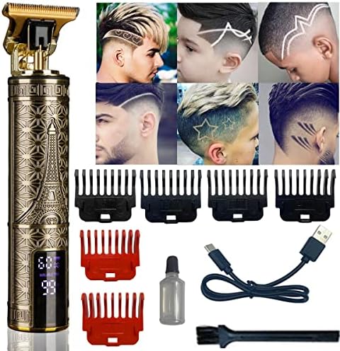 Hair Clippers for Men, Zero Gapped T-Blade Hair Trimmer with 3 Speed Adjustment LED Display, Rechargeable Cordless Grooming Kit for Men