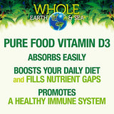 Natural Factors, Whole Earth & Sea Vegan Vitamin D3 125mcg (5,000 IU), 60 Count (Pack of 1)