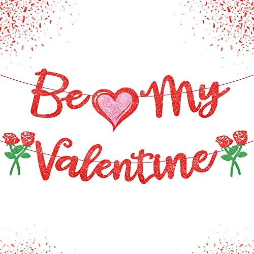 KatchOn, Red Glitter 'Be My Valentine' Banner - 10 Feet, No DIY | Valentine's Day Decor