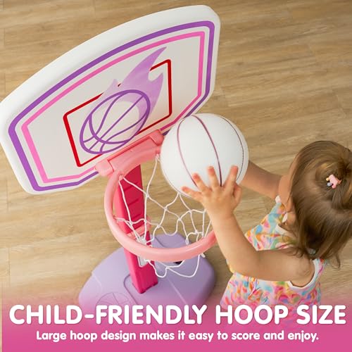 JOYIN Toddler Basketball Hoop, Adjustable Basketball Goal with 4 Balls for Kids Indoor Outdoor Play, Basketball Arcade Game, Christmas Birthday Gift for Boys Girls Age 1 and Up - Air Pump Included