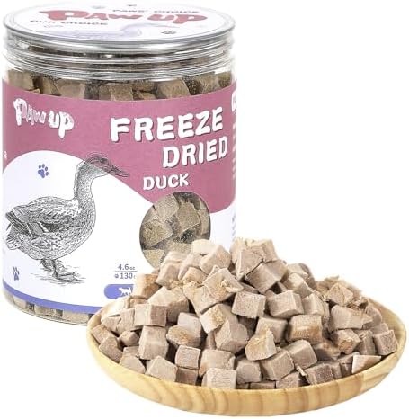 Freeze Dried Duck Treats for Cats Dogs, Rawhide Free Freeze-Dried Raw Food Topper, High Protein, Gluten&Grain Free, 4.6oz