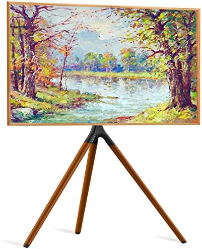 Easel TV Stand with Tripod Base for 45-65 inch Flat Screen up to 77lbs, Height Adjustable TV Stand Tripod for Living Room w/Cable Ties, 180°Swivel, Black