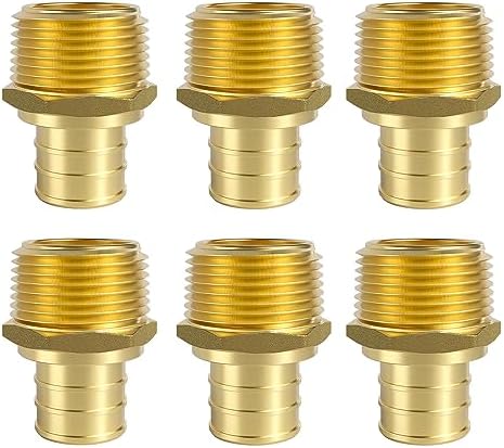 3/4" Pex Fittings, SUNGATOR 3/4" Pex Male NPT Threaded Adapter, No Lead Brass, ASTM F1807(6 Pack)