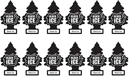 LITTLE TREES Car Air Freshener | Hanging Paper Tree for Home or Car | Black Ice | 12 Pack