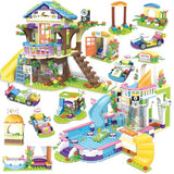 Friends Treehouse Swimming Pool Building Kit for Girls Age 6-12, Tree House Pool Party Creative Building Blocks Sets with Storage Box, Christmas Birthday Gift for Kids Toddlers (1274 Pieces)