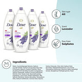 Dove Body Wash for Softer and Smoother Skin After Just One Use Lavender Oil and Chamomile Stress Relieving and Calming 22 oz, 4 Count