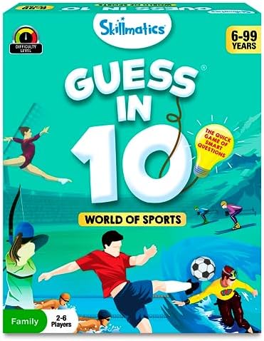 Skillmatics Guess in 10 Sports, Perfect for Boys, Girls, Kids, and Families Who Love Card Games, Toys, Travel Games, Gifts for Ages 6, 7, 8, 9 and Up