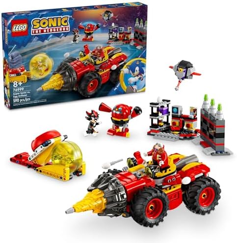 LEGO Sonic The Hedgehog: Super Sonic vs. Egg Drillster Gaming Toy with Shadow and Dr. Eggman, Super Sonic Toy Building Set for Boys and Girls Ages 8 and Up, 76999