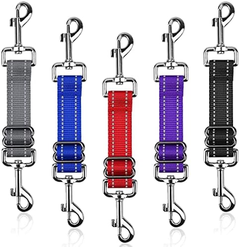 YUEPET Dog Safety Clips - 5 Pack Adjustable Prong Collar Backup Clips Reflective Double Ended Backup Clasp Leash Connector for Dog Harness to Collar Safety Clip