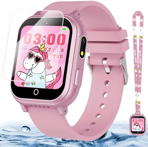 Waterproof Smart Watch for Kids Gift for Girls Age 5-12 with 32 Games, Dual Camera, Habit Tracking, Music Player, Video, Alarm Clock, HD Touchscreen Kids Smart Watch Birthday Toys for 3-12 Year Old