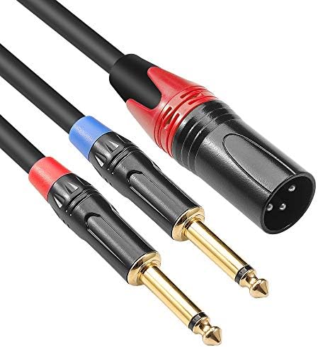 Disino Dual 1/4 inch to XLR Male Y Splitter Cable,Male XLR to Dual 6.35mm TS Mono Plug Microphone Audio Converter Adapter - 3.3 feet