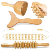 AICNLY 5 Pcs Wood Therapy Massage Tools for Body Shaping, Lymphatic Drainage Massager, Maderoterapia kit, Wooden Massage Roller, Anti-Cellulite Massager, Body Sculpting Tools Set