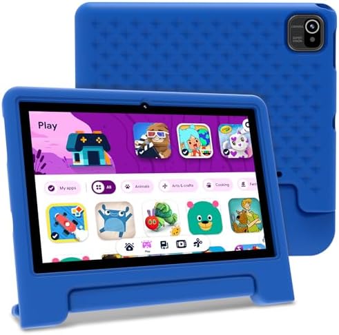 Kids Tablet 10 inch, Tablet with Shockproof Case, 32GB Storage (TF Expand 512GB), Google Kids Space, Parental Control, Safe Contents, 5G WiFi, Dual Cameras, BT 5.0 - Blue