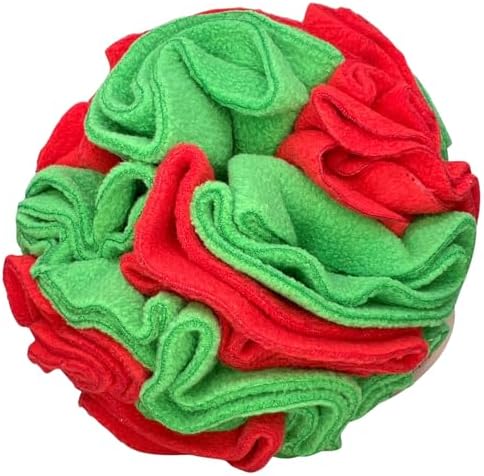 Puppy and Medium Breed Snuffle Interactive Foraging Dog Puzzle Ball Toy Christmas Green and Red Large