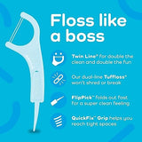 Plackers Twin-Line Dental Flossers, Advanced Whitening and Dual Action Flossing System, Easy Storage, Super Tuffloss, 2X The Clean, Cool Mint Flavor, 600 Count (Pack of 4)