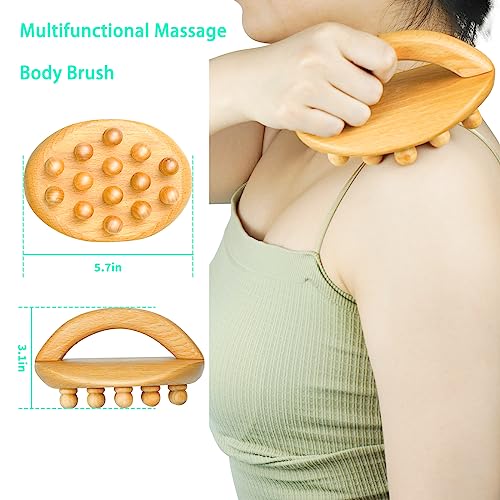 AICNLY 5 Pcs Wood Therapy Massage Tools for Body Shaping, Lymphatic Drainage Massager, Maderoterapia kit, Wooden Massage Roller, Anti-Cellulite Massager, Body Sculpting Tools Set