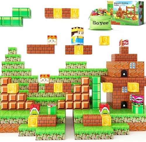 Magnetic Blocks Building Toys - Build Mine Magnet World Set Toddler Kids Sensory Toys for Boys & Girls Ages 3-5 5-7 8-12, 1'' Magnetic Cubes Game Easter Basket Stuffers for Boys