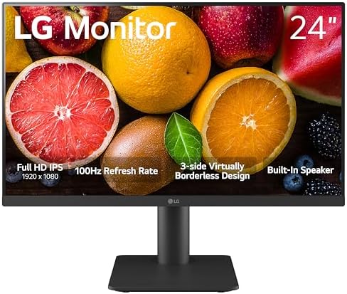LG 24MS550-B 24 inch IPS Computer Monitor FHD (1920x1080) 100Hz 5ms Reader Mode Tilt/Height Stand Built in Speaker Borderless Design OnScreen Control Black Stabilizer DAS Crosshair HDMI Black