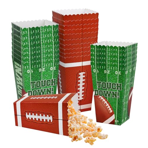 Football Party Supplies Kit for 24 - Popcorn Boxes，Popcorn Buckets for Birthday, Tailgate Celebrations | Football Party Favors & Decorations Set