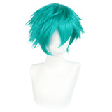 Anogol Hair Cap + Short Teal Green Men's Cosplay Turquoise Wig for Cosplay Men Teal Bluish Green Wigs for Halloween Christmas Event Costume Party