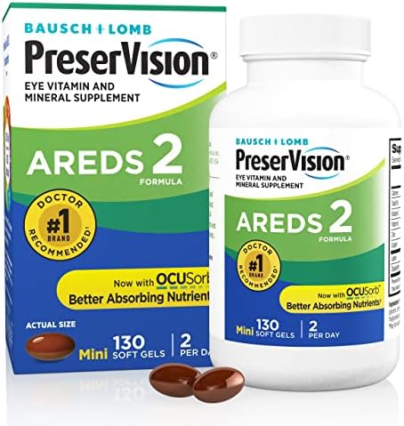 PreserVision AREDS 2 Eye Vitamin & Mineral Supplement, Contains Lutein, Vitamin C, Zeaxanthin, Zinc & Vitamin E, 130 Softgels (Packaging May Vary)
