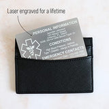 Custom Medical ID Card for Wallet, Aluminum Free Engraving Emergency Contact Card, Personalized Metal Awareness Alert ICE Card for Medic Conditions, Allergies & Identification