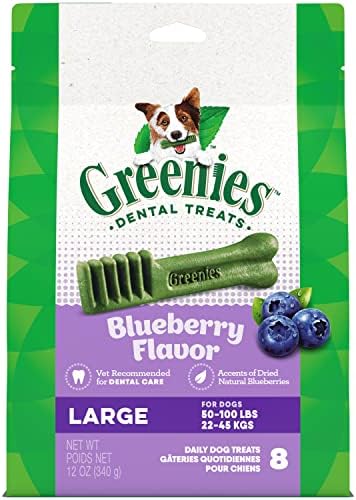 Greenies Large Natural Dental Care Dog Treats Blueberry Flavor, 12 oz. Pack (8 Treats)
