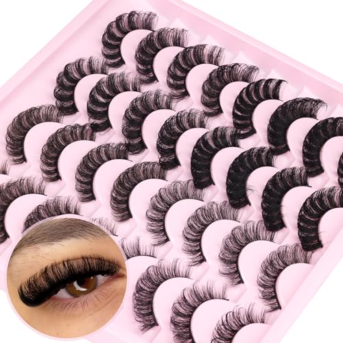 Russian Strip Lashes D Curl False Eyelashes Wispy 4 Styles Fake Eyelashes Natural Russian Eyelashes Fluffy Mink Lashes that Look Like Extensions 16 Pairs ALICROWN