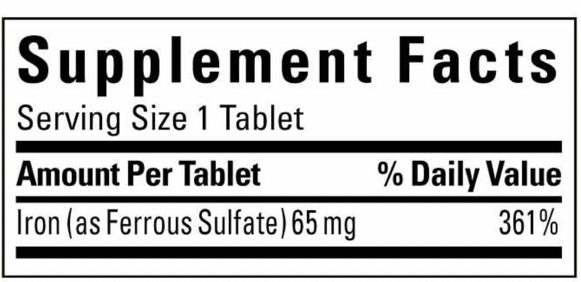 Nature_Made Iron 65 mg 365 (325 mg Ferrous Sulfate) Essential for Red Blood Cell Formation, Iron Deficiency Support, 365 Tablets