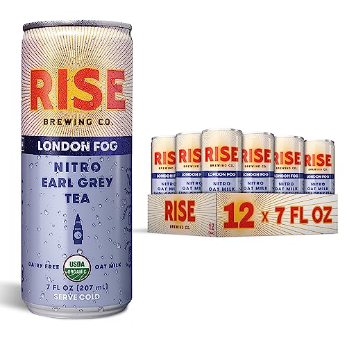 RISE Brewing Co. London Fog Earl Grey Tea, Oat Milk Nitro Latte, Vegan, USDA Organic, Non-GMO, Clean Energy, 7 fl. oz. Cans (12 Pack)