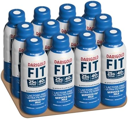 Darigold High Protein Milk 2 Percent - Ultra-Filtered, Low Fat, Lactose Free Milk - 25g Protein, 40% Less Sugar - 14oz Bottles, 12 Pack (White Milk)