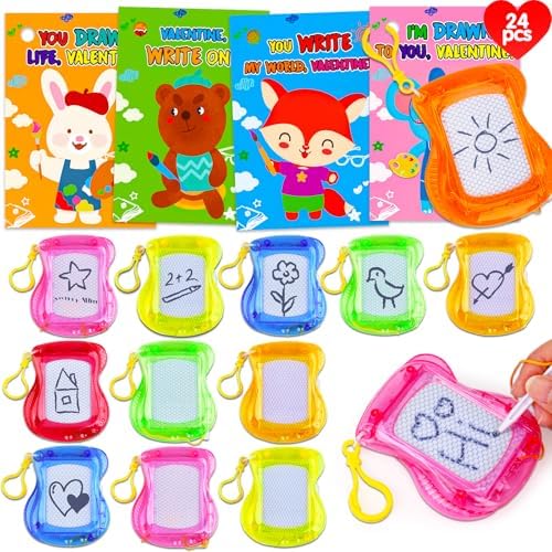 24PCS Magnetic Drawing Board with Cards for Kids School Classroom Funny Exchange Gifts for Toddler Girls Boys Class Bulk Party Favors Treat Bag Stuffers